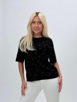 Bluză din tricot cu mânecă scurtă și ștrasuri - imagine 6