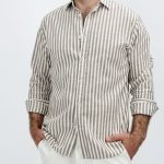 Cămașă din in cu dungi late