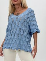 Bluză tricotată din bumbac cu model - imagine 7