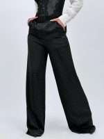 Pantalon oversized din satin cu ștrasuri - imagine 3