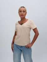 Tricou basic din bumbac cu decolteu în V - imagine 5
