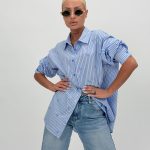 Cămașă cu dungi și broderie