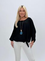 Bluză raglan din voal cu colier - imagine 9