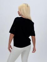 Bluză din tricot cu mânecă scurtă și ștrasuri - imagine 8