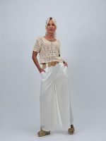 Pantalon din in cu curea - imagine 2