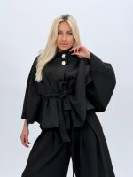 Poncho cu cordon în talie - imagine 17