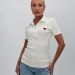 Tricou polo din jerse rigat