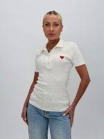 Tricou polo din jerse rigat