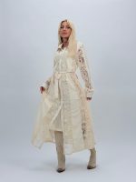 Rochie lungă tip cămașă cu dantelă - imagine 3