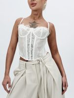 Top corset transparent cu dantelă - imagine 6
