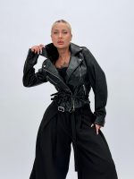 Jachetă din piele eco cu fermoare - imagine 23