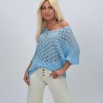 Bluză raglan tricotată din bumbac