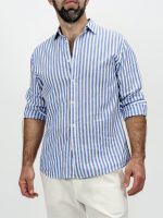 Cămașă din in cu dungi late - imagine 15