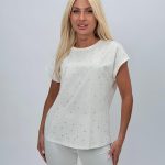 Tricou raglan din bumbac cu ștrasuri