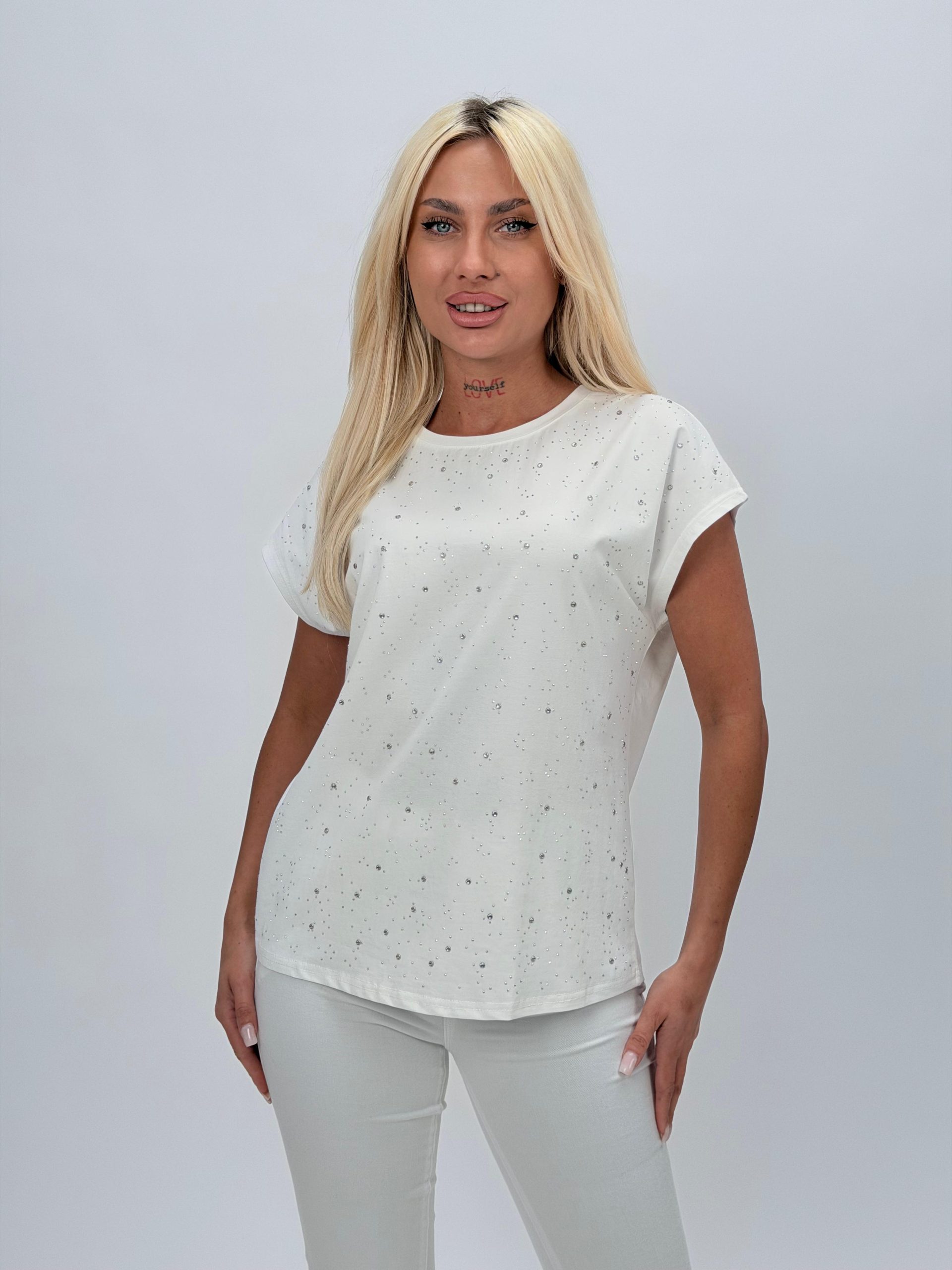 8cadc5e3-e91c-4582-b58d-23cc7f6022de Tricou raglan din bumbac cu ștrasuri - imagine 1