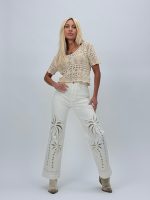 Jeans | Blug drept cu broderie frontală - imagine 2