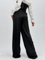 Pantalon oversized din satin cu ștrasuri - imagine 6