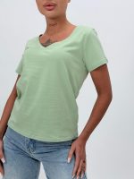 Tricou basic din bumbac cu decolteu în V - imagine 11