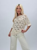 Bluză din tricot cu model perforat