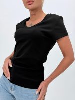 Tricou din bumbac cu decolteu în V - imagine 6