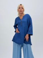 Cămașă din in cu 5 nasturi - imagine 15