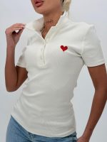 Tricou polo din jerse rigat - imagine 3