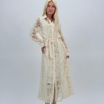 Rochie lungă tip cămașă cu dantelă