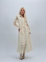 Rochie lungă tip cămașă cu dantelă