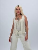 Vestă din tricot cu adaos de in