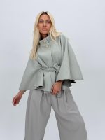 Poncho cu cordon în talie - imagine 25