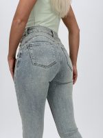 Jeans | Blug nisipiu slim fit cu push-up și ștrasuri - imagine 4