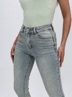 Jeans | Blug nisipiu slim fit cu push-up și ștrasuri - imagine 6