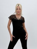 Bluză cu lurex și dantelă la umeri - imagine 9