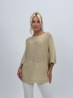 Bluză din tricot cu lurex și broșă