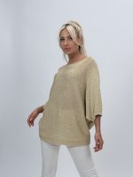 Bluză din tricot cu lurex și broșă - imagine 2