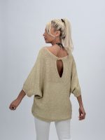 Bluză din tricot cu lurex și broșă - imagine 4