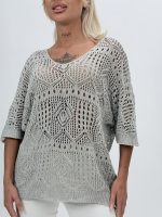 Bluză oversized din tricot cu decolteu în V - imagine 7