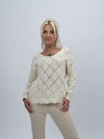 Bluză din tricot în V cu mânecă lungă