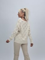 Bluză din tricot în V cu mânecă lungă - imagine 4