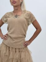 Bluză cu lurex și dantelă la umeri - imagine 7