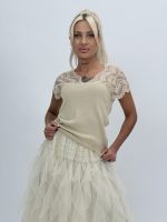 Bluză cu lurex și dantelă la umeri - imagine 2