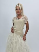 Bluză cu lurex și dantelă la umeri