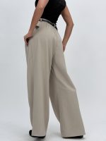 Pantalon office wide leg cu pense și curea - imagine 16