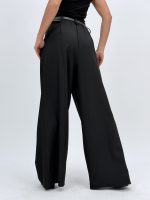 Pantalon office wide leg cu pense și curea - imagine 13
