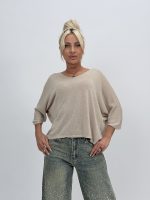 Bluză din tricot cu lurex și decolteu în V - imagine 2