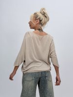 Bluză din tricot cu lurex și decolteu în V - imagine 3