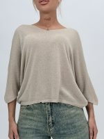 Bluză din tricot cu lurex și decolteu în V - imagine 4