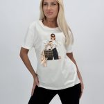 Tricou din bumbac cu imprimeu și geantă