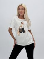 Tricou din bumbac cu imprimeu și geantă