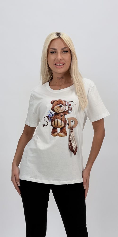 Tricou din bumbac cu imprimeu urs 3d
